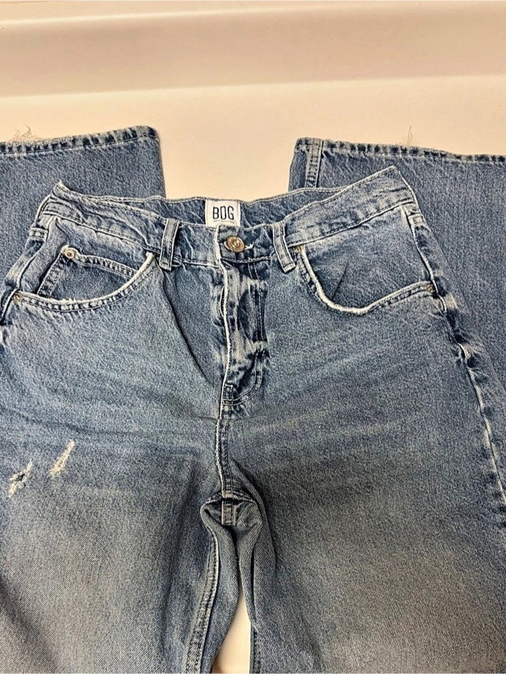 BDG Straight Leg Distressed Jeans in Blue